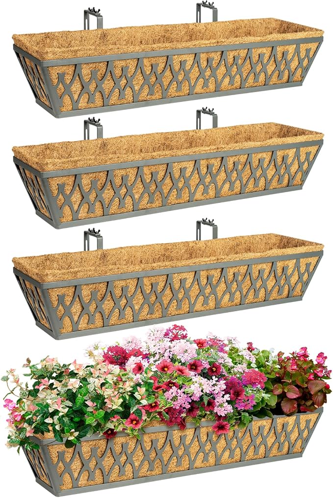 4 Pack 30 Inch Window Boxes Planters Railing Planter Box by KarlliuHOMEGARDEN