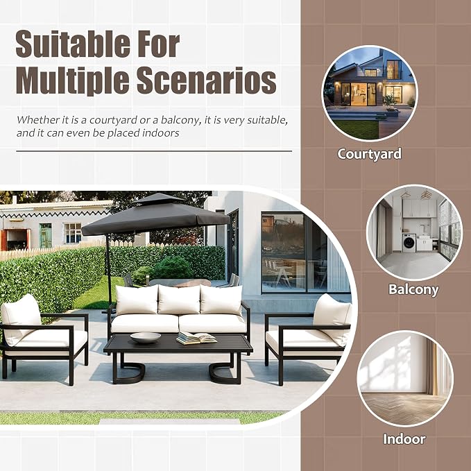 Merax 4 Piece Sectional Furniture Patio Sofa Multi-Person Outdoor Steel Sofa Set - Image 6
