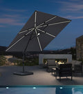 PURPLE LEAF 10 Feet Patio Umbrella Outdoor Cantilever Solar Powered LED Square by PURPLELEAF