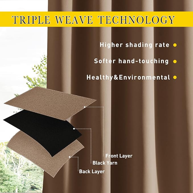 NICETOWN 2 Panels Outdoor Curtains Waterproof Pocket & Back Tab on Top & Bottom - Image 5