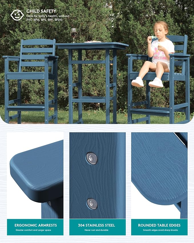 SERWALL 4 Pieces Outdoor Patio Bar Set - Image 4