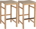 JONATHAN Y BSL1201A-SET2 Armand 30" Modern Coastal Backless Acacia Wood Outdoor by JONATHANY