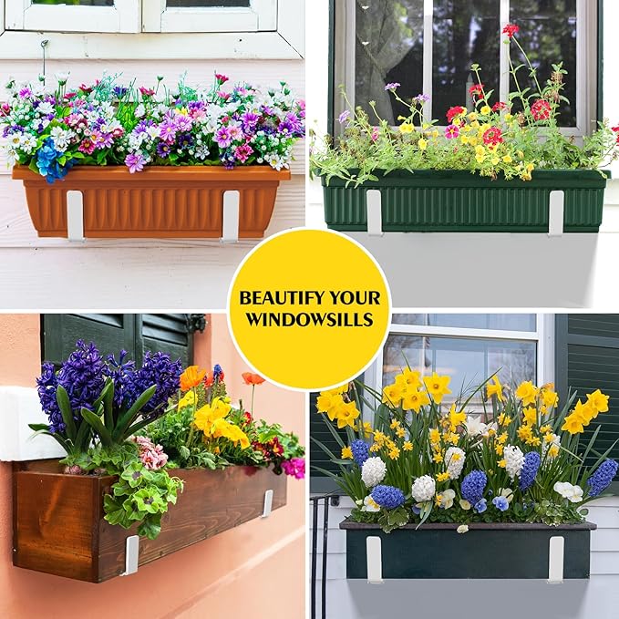 LukLoy Window Planter Box Brackets, 4 Pack Adjustable Heavy Duty Wall Mount - Image 2