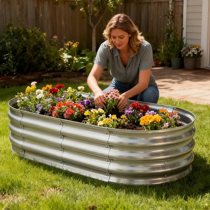 TATAANTY Raised Garden Bed for Outdoor: 4x2x1ft Durable Metal Vegetable Plant - Image 7