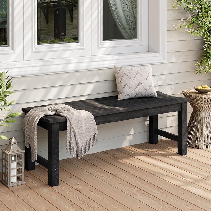 Stoog Outdoor Bench, 2-Person Patio Backless Bench, All-Weather HIPS Garden - Image 6