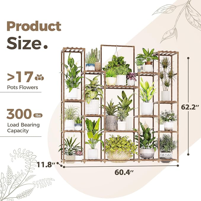 Bamworld Plant Shelf Indoor Hanging Plant Stand Outdoor Large Plant Shelves - Image 4