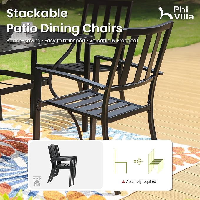 PHI VILLA 5 Pieces Outdoor Metal Dining Set - Image 3