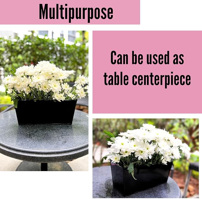 LaLaGreen Railing Hanging Planters Large Black Metal Strawberry Flower Pots - Image 7