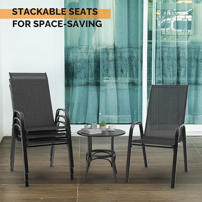 VINGLI Patio Chairs Set of 2 – Stackable Outdoor Dining Chairs - Image 6