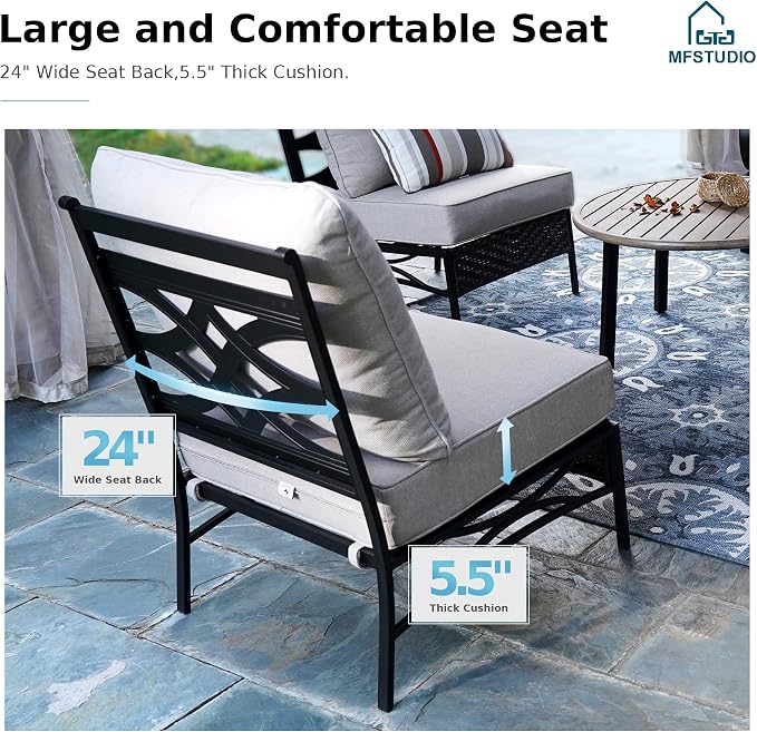 MFSTUDIO Patio Furniture Set, 8 Seats Half-Moon Curved Outdoor Sectional Sofa - Image 4