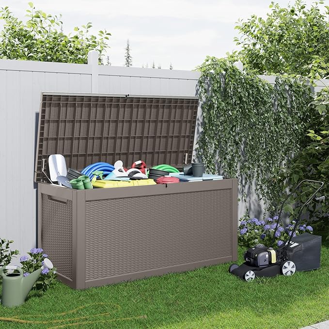 320 Gallon Resin Deck Box, Lockable Patio Outdoor Storage Box - Image 6