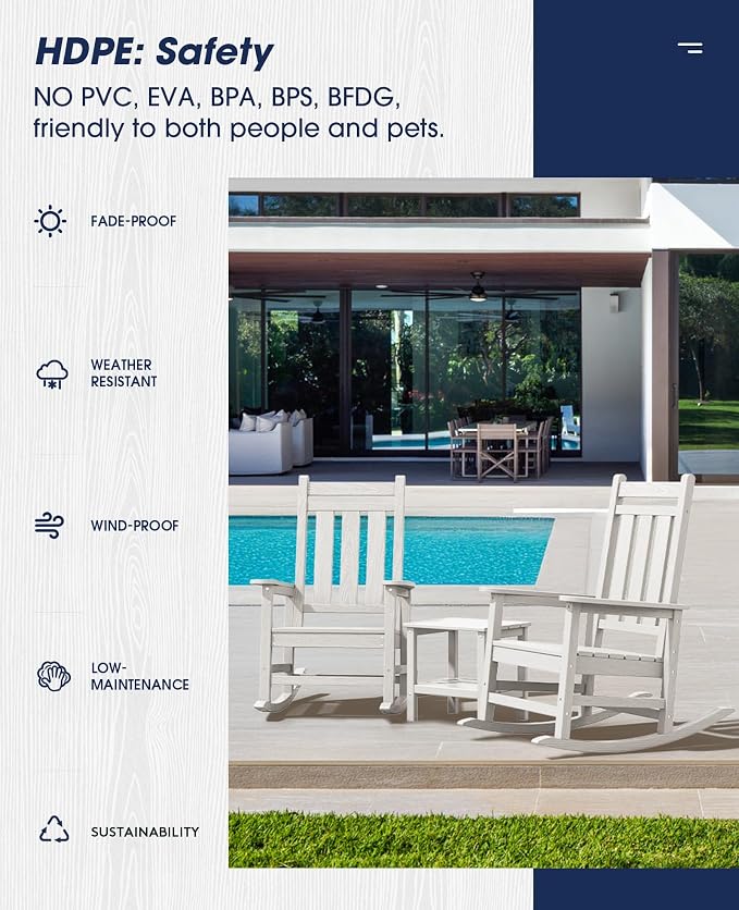 KINGYES Oversized Outdoor Rocking Chair, All-Weather Patio Rocking Chairs - Image 6
