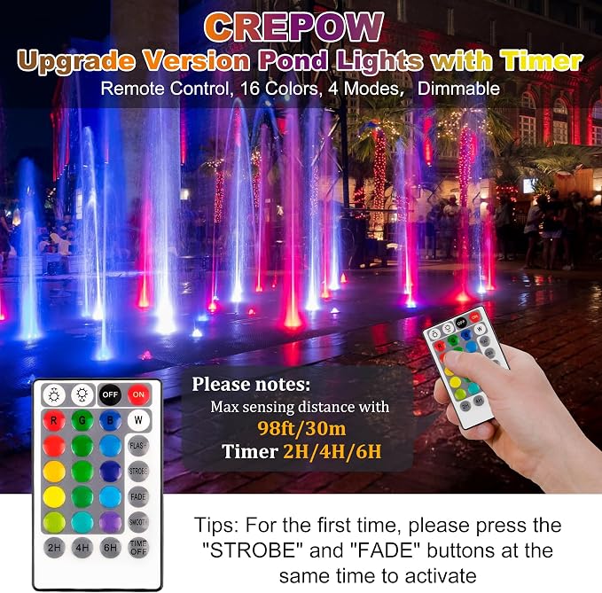 RGB Pond Lights with Timer, Super Bright LED Underwater Submersible Colorful - Image 3