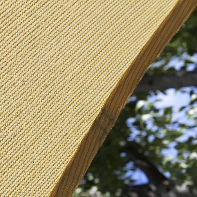 Amgo Custom Size 12' x 14' x 18.4' Sand Beige Right Triangle Sun Shade Sail - Image 9