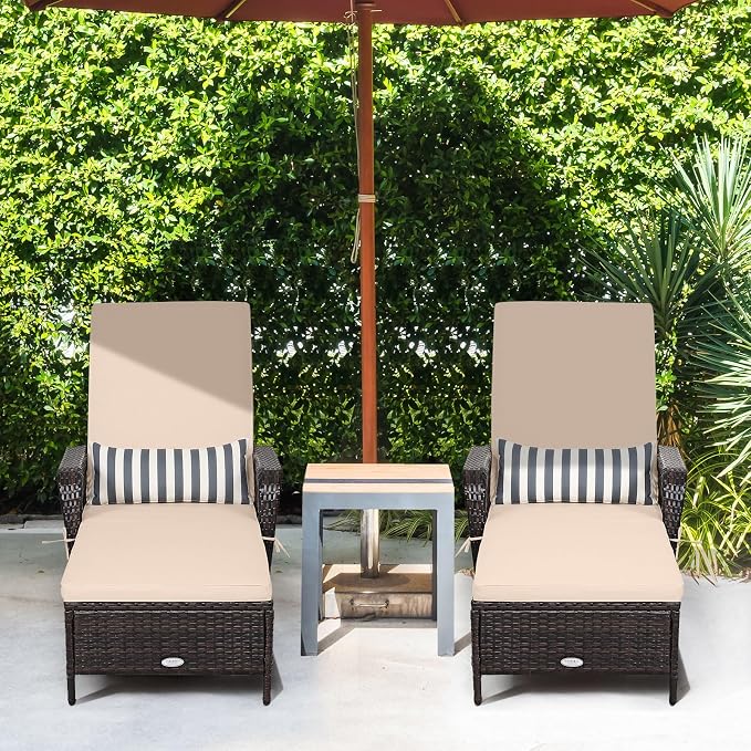 Tangkula Wicker Chaise Lounge Outdoor, Patio Rattan Reclining Chaise - Image 9