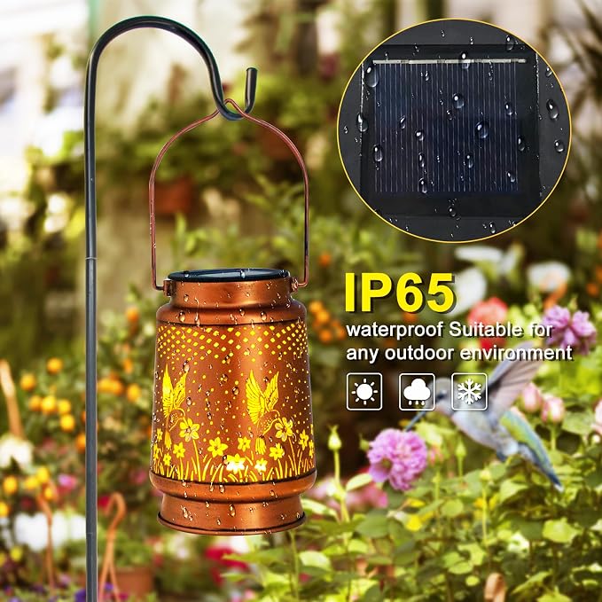 Birthday Gifts for Women, Solar Lanterns Outdoor Waterproof, Hummingbird Garden - Image 4