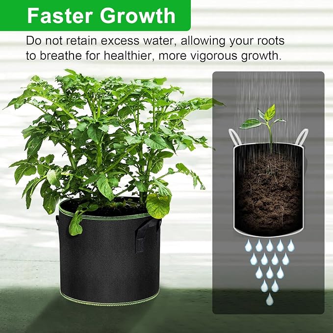 5 Gallon Grow Bags-3 Pack, Thickened Nonwoven Fabric Aeration Planter Bags - Image 4