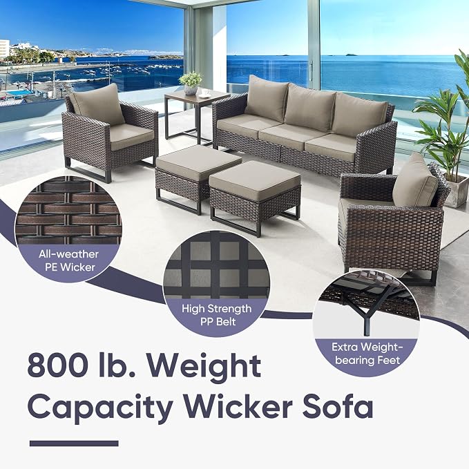 Belord Outdoor Couch Patio Furniture: Wicker Patio Sofa - Image 4