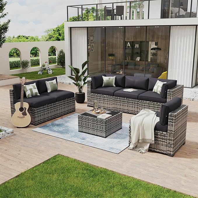 Aoxun 7 Piece Patio Furniture Set Wicker Rattan Patio Conversation Set Outdoor by Aoxun