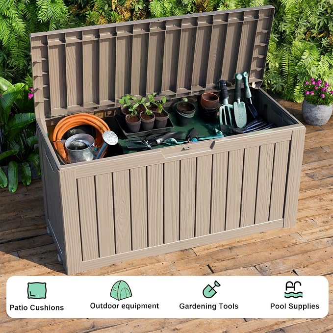 76 Gallon Outdoor Deck Box, Lockable Waterproof Outdoor Storage Boxes - Image 5