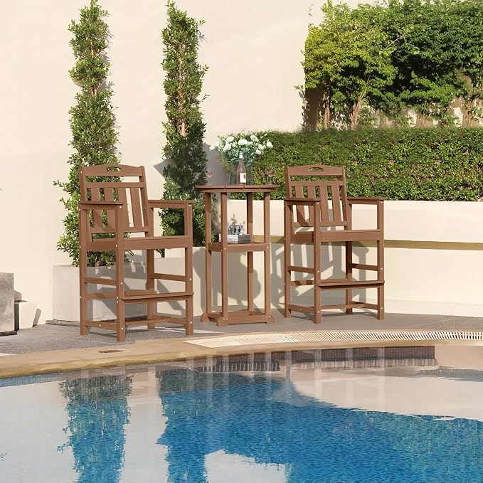 Outdoor Bistro Bar Set, Patio High Top Table and Bar Height Tall Adirondack - Image 2