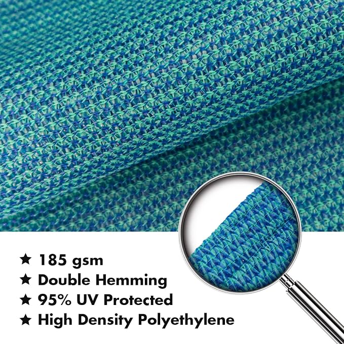 KANAGAWA 9'X10' Turquoise Mix Custom Size Sun Shade Sail Rectangle UV Block - Image 4