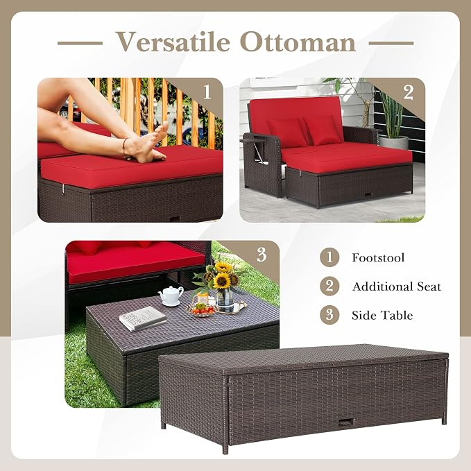 COSTWAY Patio Rattan Daybed - Image 8