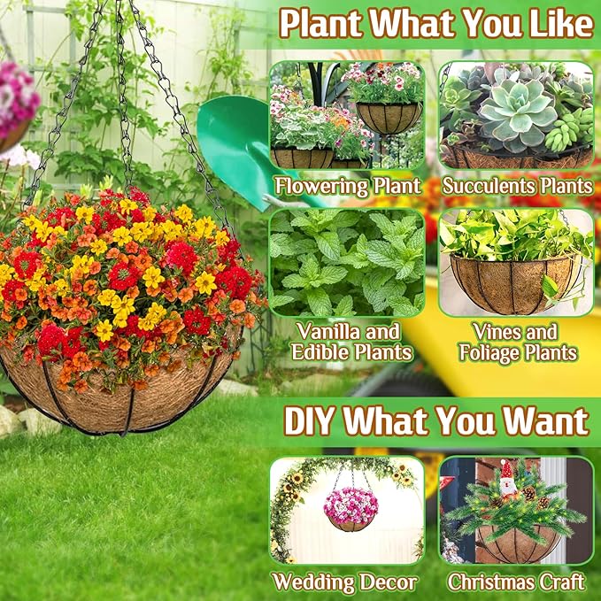 ZeeDix 2 Pack 14 Inch Metal Hanging Baskets - Image 4