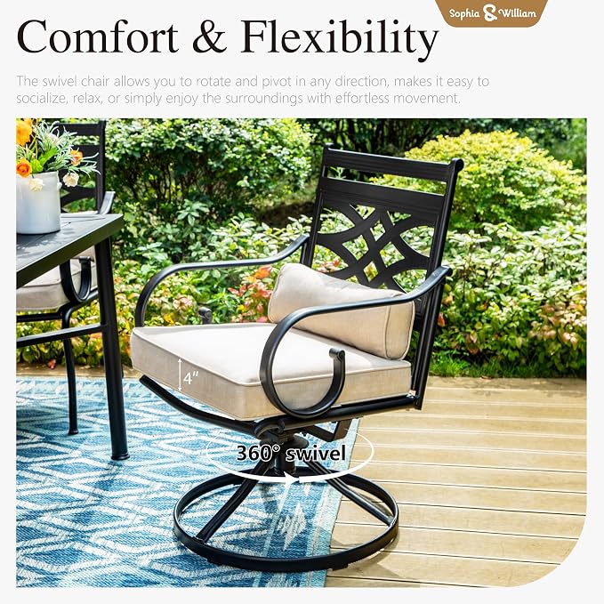 Sophia and William Swivel Patio Dining Set - Image 4