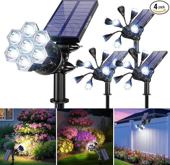 Solar Spot Lights Outdoor 1000LM, IP68 Waterproof Solar Lights Outdoor by AOUNQ