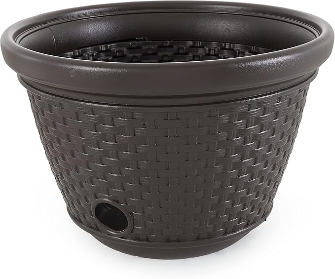 Suncast 2 Pack Decorative Wicker Garden Hose Holder Pot - Image 7