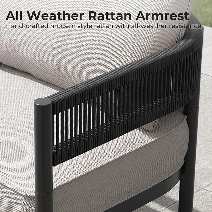 Grand patio 6-Piece Outdoor Furniture Set, 7 Seats Wicker Sofa Conversation Set - Image 7
