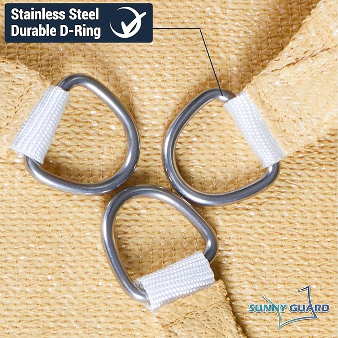SUNNY GUARD Custom Size 6'x6'x6' Sand Sun Shade Sail Triangle UV Block Shade - Image 6