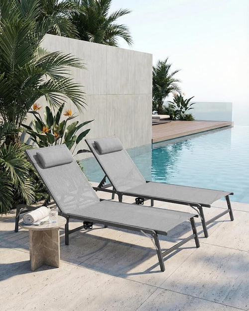 2 Pack Foldable Chaise Lounge Chair - Image 2