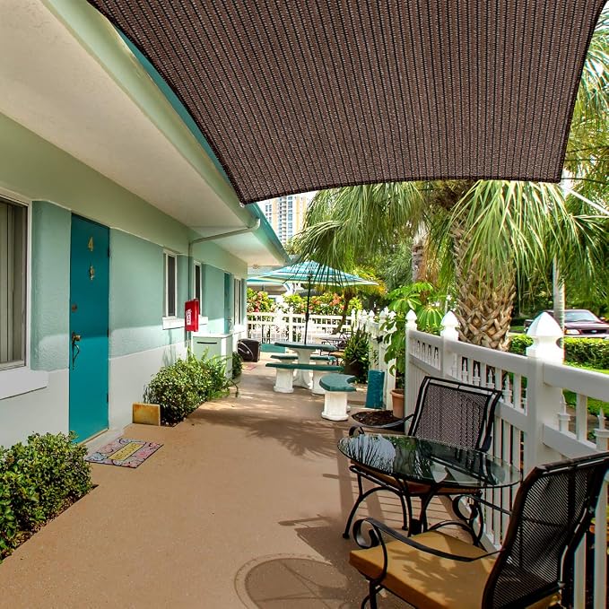 Eden's Decor Straight Flat-Edged Sun Shade Sail Rectangular 10' x 14' Brown - Image 5