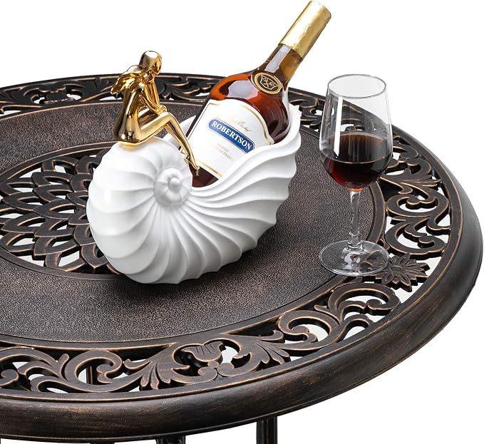 VINGLI 3 Piece Outdoor Bar Set, Cast Aluminum Outdoor Swivel Bar Stools and - Image 5