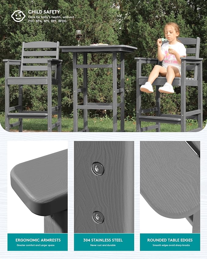 SERWALL 4 Pieces Outdoor Patio Bar Set - Image 2