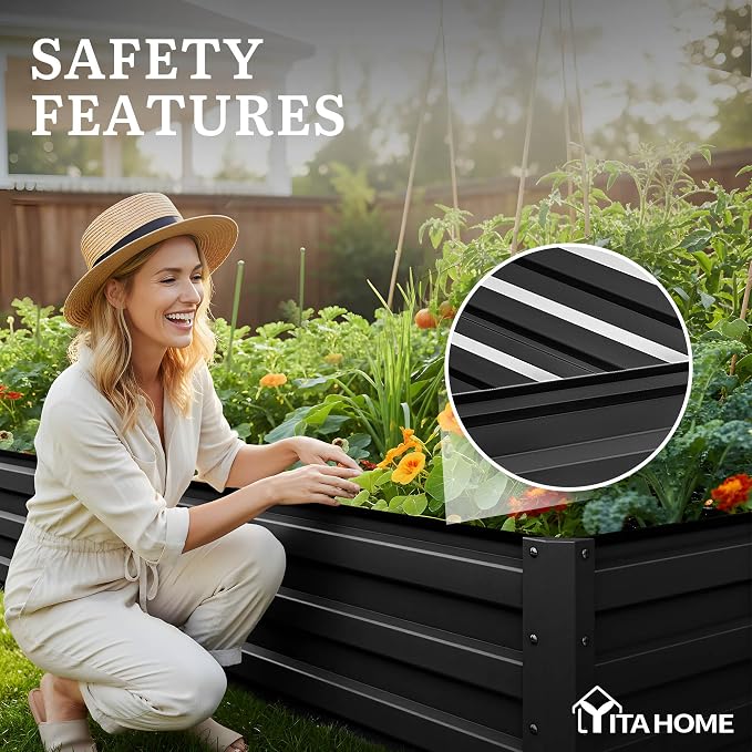 YITAHOME 12x4x1ft Large Raised Garden Bed Kit, Galvanized Metal Planter Box - Image 6