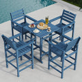 5-Piece Bar Height Outdoor Table and Chairs Set, HDPE Wood Grain Patio Bar by Orbcove