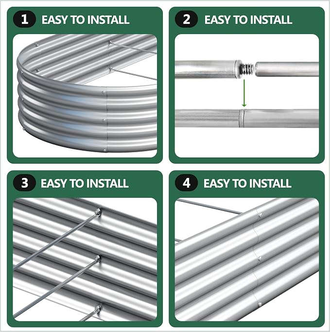 4x2x1FT Galvanized Raised Garden Bed Kit, Vegetable Boxes-Oval Metal Flower Box - Image 6