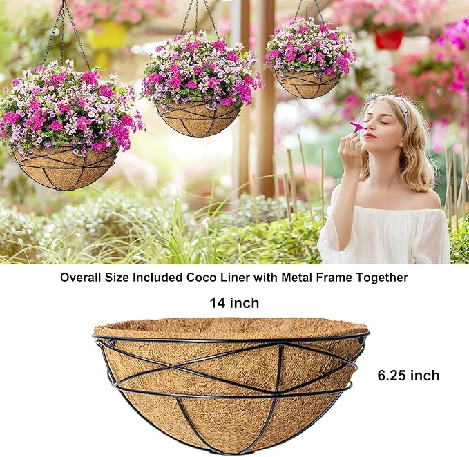 4 Pack 14 Inch Hanging Flower Baskets - Image 5