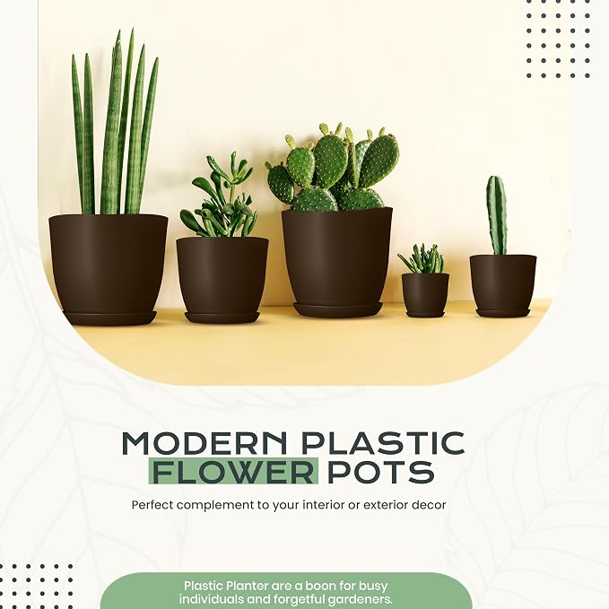 Utopia Home - Plant Pots Indoor - 7/6.6/6/5.3/4.8 Inches Home Decor Flower Pots - Image 5