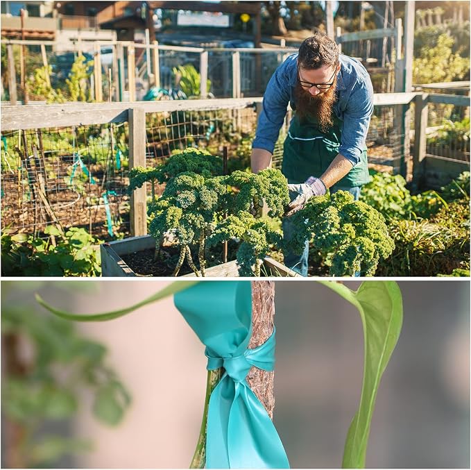Stretch Tie Tape, 1” Wide 200FT Reusable Garden Plant Ties Green Tapes - Image 6