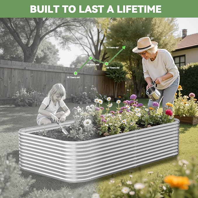 2 Pack Tall 8x4FT Corrugated Galvanized Steel Raised Garden Bed Outdoor - Image 5