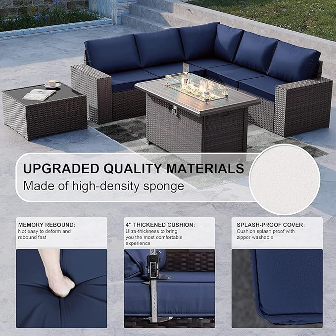 Kullavik 10 Pieces Outdoor Patio Furniture Set, PE Wicker Rattan Sectional Sofa - Image 8