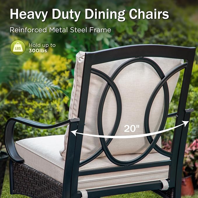 PHI VILLA 7 Pieces Patio Dining Set, Outdoor Round Table and Chairs - Image 5