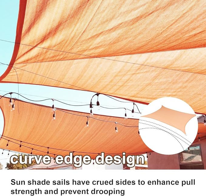 SUNLAX Sun Shade Sail 20' x 24' Peach Fuzz Rectangle Canopy Sail Shade Cover UV - Image 2