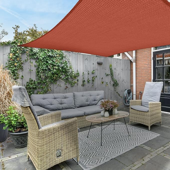 AsterOutdoor Sun Shade Sail Rectangle 6' x 10' UV Block Canopy - Image 8