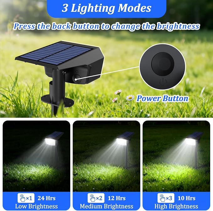 Sucolite 6-Pack Solar Spot Lights Outdoor Waterproof IP65, 3 Lighting Modes - Image 2