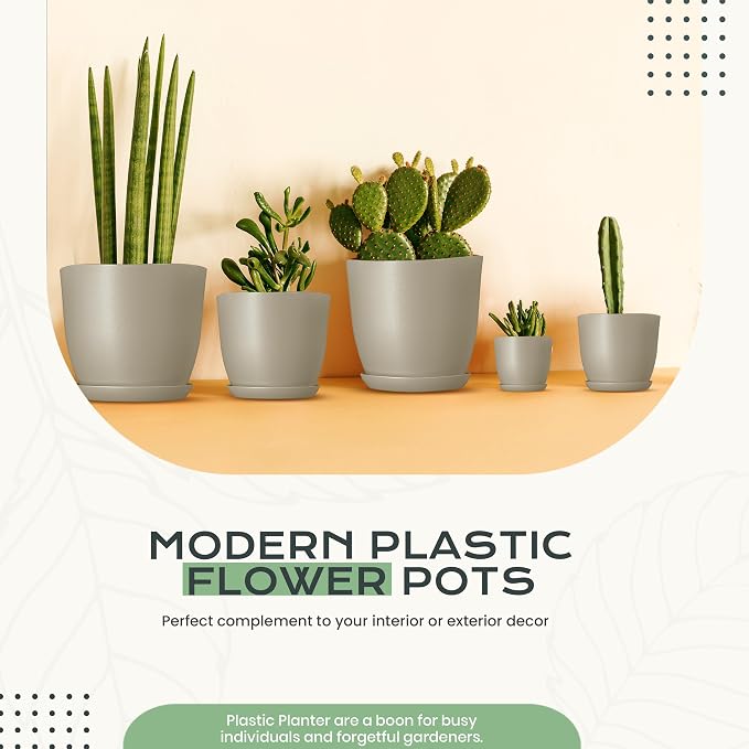 Utopia Home - Plant Pots Indoor - 7/6.6/6/5.3/4.8 Inches Home Decor Flower Pots - Image 6